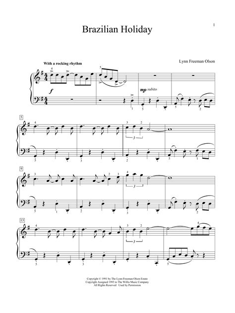 Lynn Freeman Olson "Brazilian Holiday" Sheet Music PDF Notes, Chords