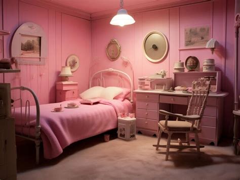 Premium Ai Image Realistic Pink Doll Bedroom