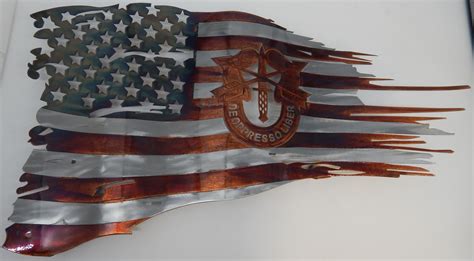 24 X 14 Patina Battle Worn Flag With Sf Crest Metal Worx Inc