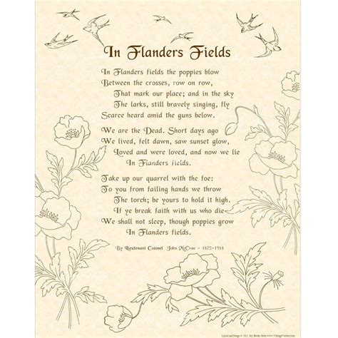 In Flanders Fields Poem by Lieutenant Colonel John Mccrae Home & Office ...