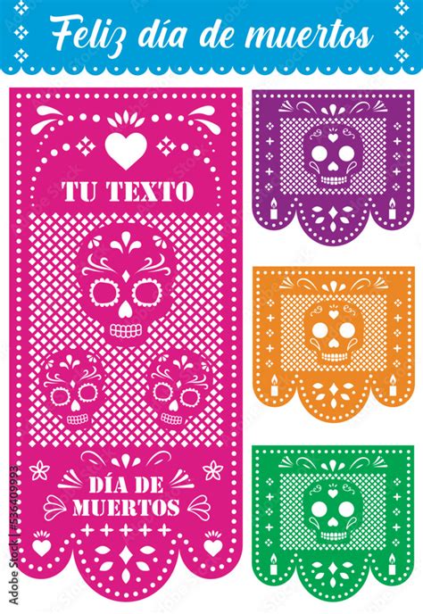 Papel Picado Largo De Colores Para El D A De Muertos Con Calaveras