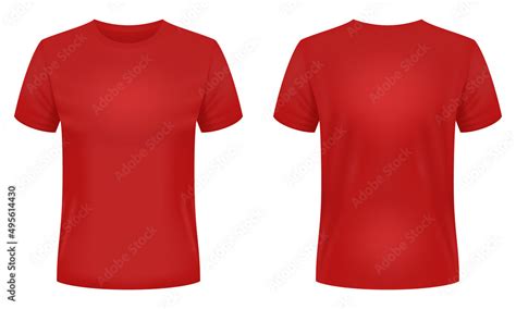 Blank red t-shirt template. Front and back views. Vector illustration ...