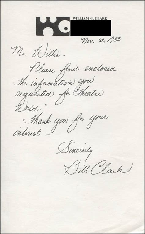 William G. Clark - Autograph Letter Signed 11/22/1985 | HistoryForSale ...