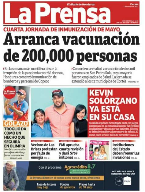 Periódico La Prensa Honduras Periódicos De Honduras Edición De Viernes 7 De Mayo De 2021