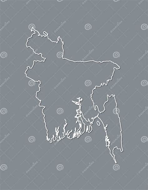 Mapa Do Vetor De Bangladesh Com única Beira Usando A Cor Branca Na