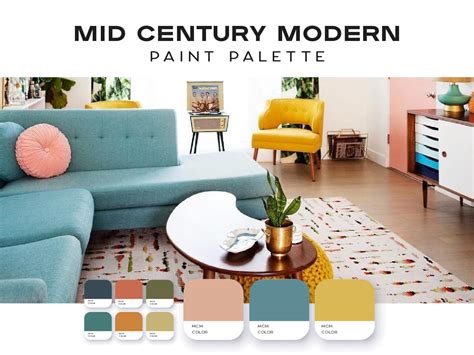 Mid Century Modern Palette, Interior Paint Colors, Interior Color ...