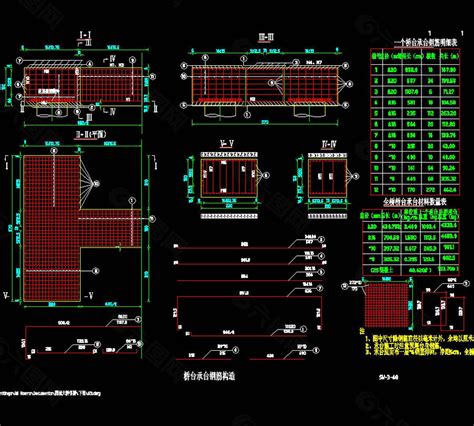 桥台承台钢筋构造cad图纸装饰装修素材免费下载图片编号4772012 六图网