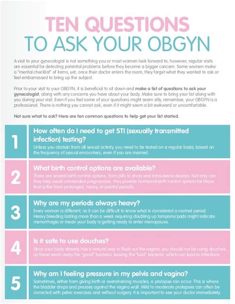 Ten questions to ask your obgyn