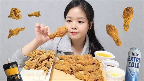 Bbq 황금올리브 닭다리 먹방 Ft닭껍데기🍗🍺닭다리 플렉스는 또 첨이네🥰ㅣfried Chicken And Beerㅣ