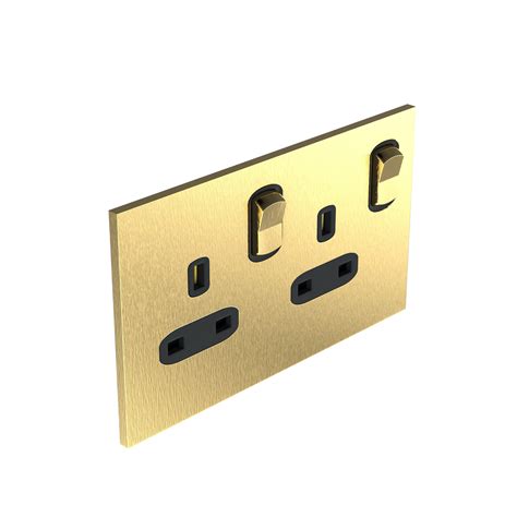 2 Gang Bs Socket Outlet 13 A 250v Single Pole Switched Epure Brushed Gold Ar 68223