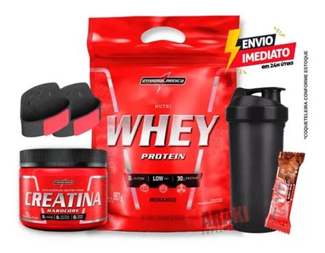 Combo Nutri Whey Protein Integralmedica Creatina 150g Luva Frete Grátis