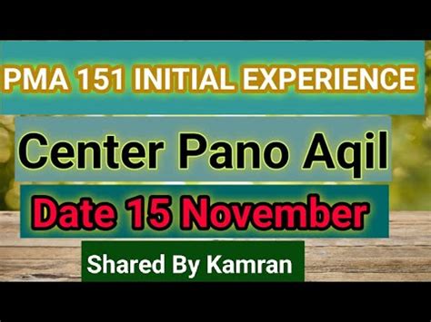 Pma Initial Test Experience Pano Aqil Center November