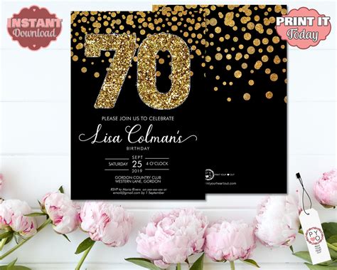 Editable Free Printable 70th Birthday Invitation Template