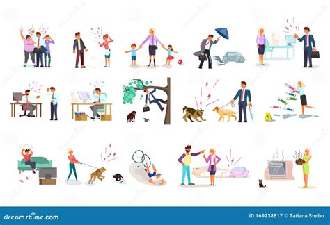 Everydays Stressful Situations Stock Vector - Illustration of desperate ...