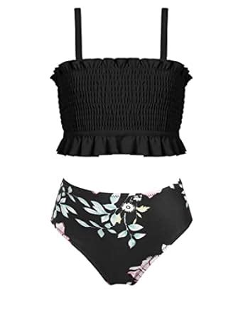 Arshiner Girls Shirred Bikini Piece Swimsuit Bathing Suit Swimwear