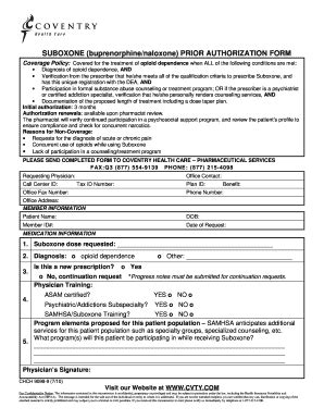 Fillable Online Fillers In Buprenorphinenaloxone Form Fax Email Print