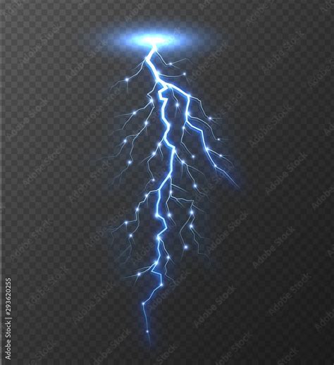 Lightning bolt isolated on transparent background. Realistic electric ...