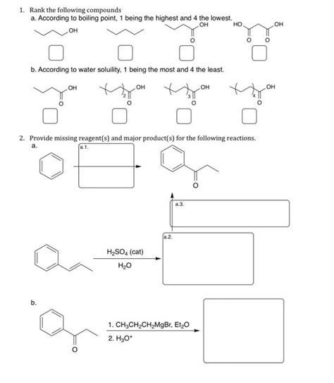 Solved 1 Rank The Following Compounds A According To