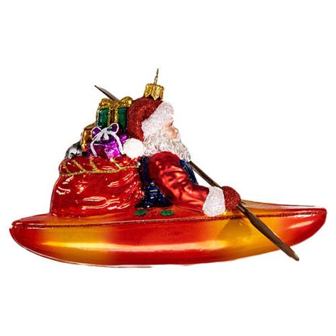 Santa Claus in Kayak Christmas ornament blown glass | online sales on ...