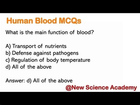 Human Blood Mcqs And Short Answer Questions Most Important Human