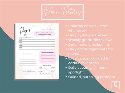6 Week Postpartum Journal Printable Journal Pregnancy Mental Health