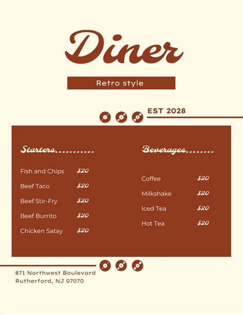 Diner Retro Style Menus Venngage