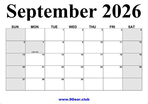 September 2026 – October 2026 Printable Calendar – 9Gear.club