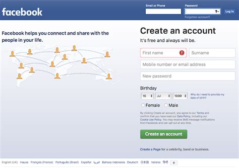 Facebook Account Sign Up New Fecbaok