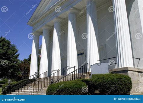 White Church With Doric Columns Royalty Free Stock Photos Image 1128758