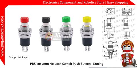 Jual PBS 110 7mm No Lock Switch Push Button Kuning