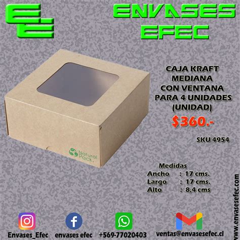 Caja Kraft Mediana Con Ventana Para Unidades Unidad Envases Efec