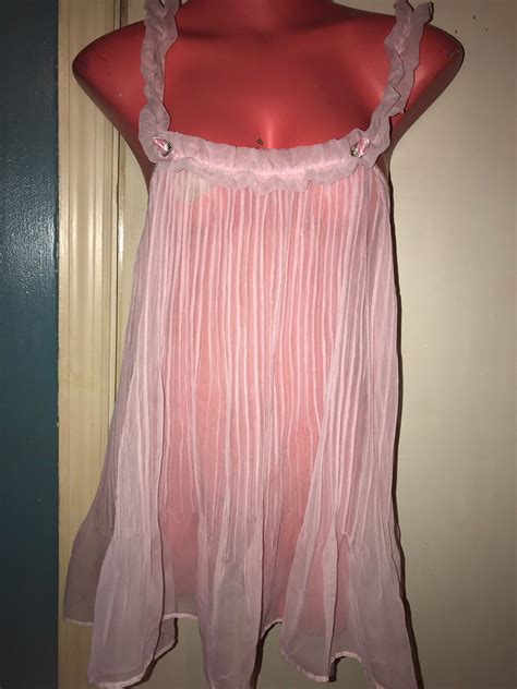 Vintage Pink Victorias Secret Nightie Pink Sheer Nightie Short