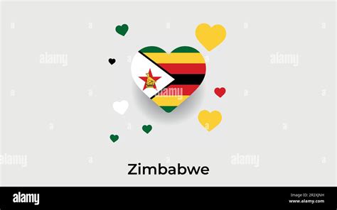 Zimbabwe Country Heart Love Zimbabwe National Flag Vector Illustration