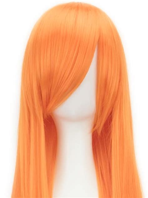 Striking Long Orange Wig Bold Costume Hairpiece For Cosplay And Parties