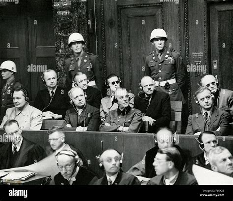 Nuremberg Trials Defendants Photographed In The Dock In Two Rows