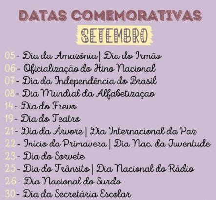 Meu ZapZap Imagens Datas Comemorativas De Setembro Datas Para