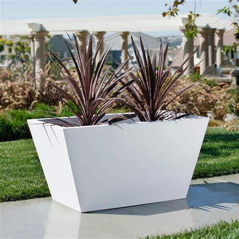 Modern Fiberglass Tapered Rectangle Planter