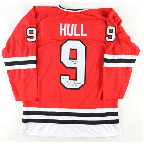 Bobby Hull Signed Jersey Inscribed Blackhawks 1957 72 Beckett