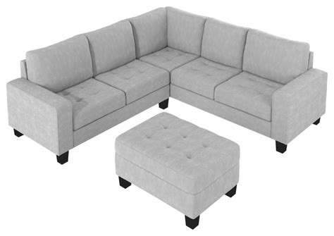 Gewnee Sectional Corner Sofa L Shape Couch Space Saving Transitional Sectional Sofas By