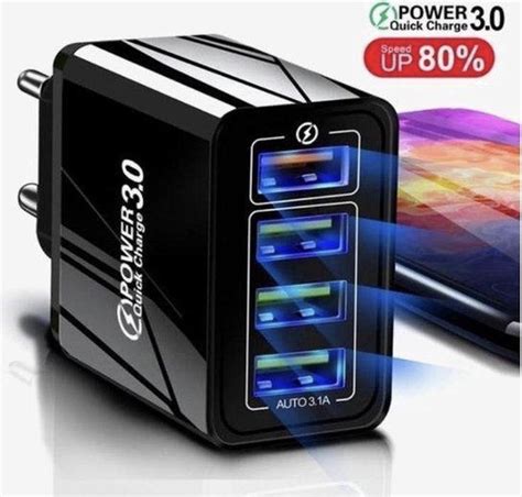 Usb Snel Lader Quick Charger Usb Stekker Usb Lader Zwart