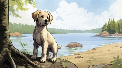 Romanticized Labrador Retriever Puppy Illustration In Detailed Concept Art Style | Premium AI ...