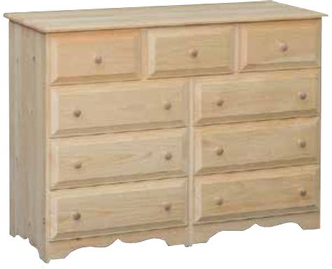 Unfinished Bedroom Unfinished 9 Drawer Dresser Made In The Usa 55798