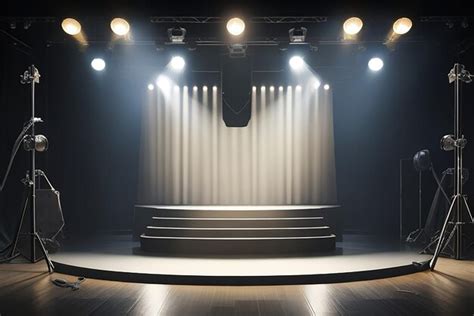 Premium Photo Photo Empty Stage With Lighting Equipment On A Stage