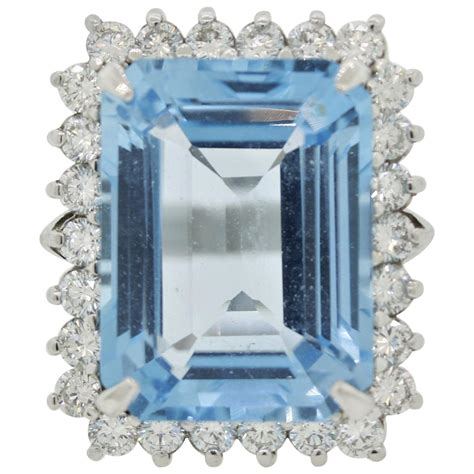 14 Carat Swiss Blue Topaz Diamond Cathedral Cocktail Ring For Sale At