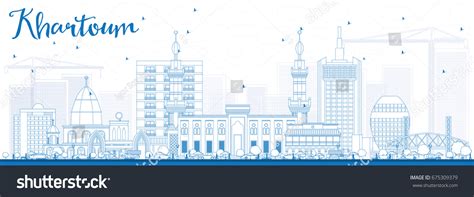 Outline Khartoum Skyline Blue Buildings Vector Stock Vector (Royalty ...