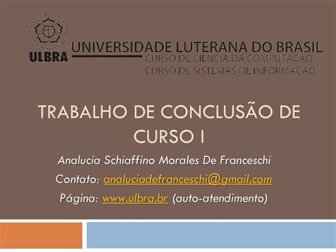 Trabalho De Conclus O De Curso I Ppt Carregar