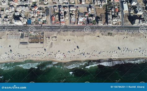 Aerial view of Gaza beach stock image. Image of buildings - 150786201