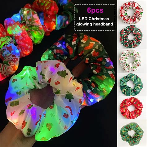 6pcs Led Light Up Headbands With Elastic And Flashing Strips For Women