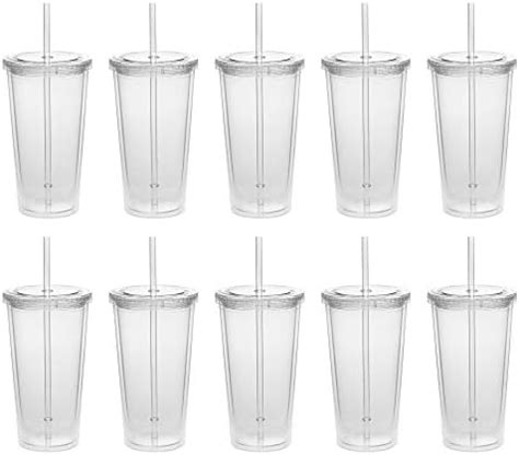 Double Wall Acrylic Tumblers With Lids Straws Oz Pack Travel