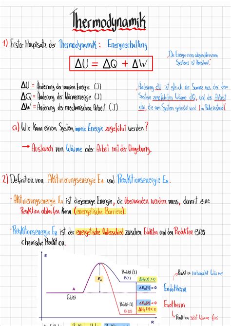 Thermodynamik Zusammenfassung Grundlagen Der Chemie F R